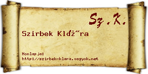 Szirbek Klára névjegykártya
