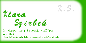 klara szirbek business card